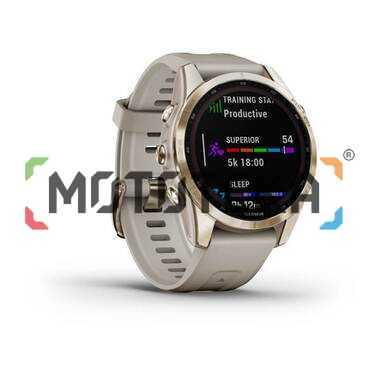 Мультиспорт.часы Garmin (Гармин) Fenix 7s Sapphire Solar,кремово-золотой с песочным ремешком (010-02539-21)