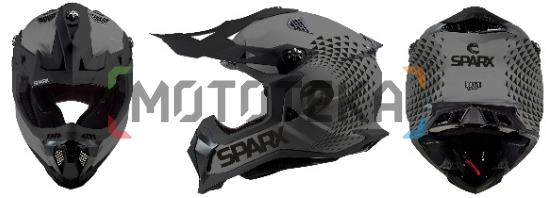 Шлем мото кроссовый Sparx (Спаркс) Raptor (JH-601) серый/чёрный 2XL