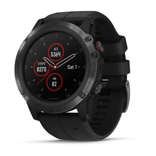 Часы Garmin (Гармин) FENIX 5X PLUS SAPPHIRE черные с черным ремешком