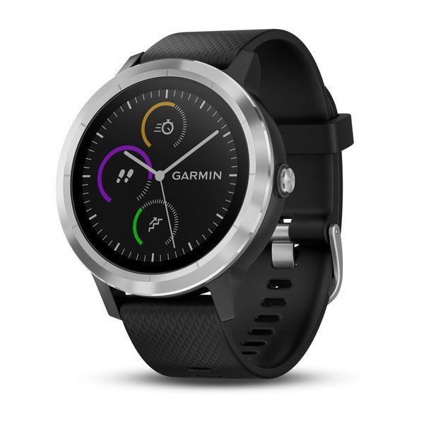Часы Garmin (Гармин) VIVOACTIVE 3 серебристые с черным ремешком