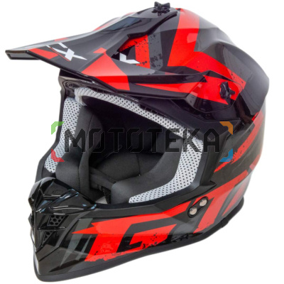 Шлем мото кроссовый GTX 633 (XL) #10 BLACK/RED GREY