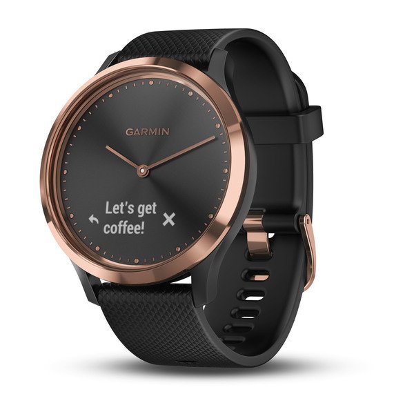 Часы Garmin (Гармин) VIVOMOVE HR розовое золото с черным ремешком