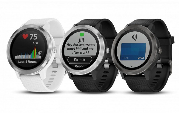 Часы Garmin (Гармин) VIVOACTIVE 3 серебристые с черным ремешком | Мототека