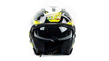 Шлем мото открытый GTX 278 (XL) #2 BLACK/FLUO YELLOW WHITE (2 визора)