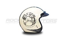 Шлем открытый с козырьком ROCKOT (Рокот) RM-391 Classic Style (S) (слоновая кость глянцевый)