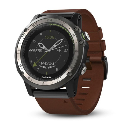 Часы Garmin (Гармин) D2 Charlie с кожаным ремешком