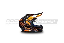 Шлем кроссовый ROCKOT (Рокот) RM-217 Kinetic GL (M) (черный/оранжевый глянцевый)
