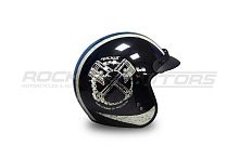 Шлем открытый с козырьком ROCKOT (Рокот) RM-391 Classic Style (L) (черный глянцевый)