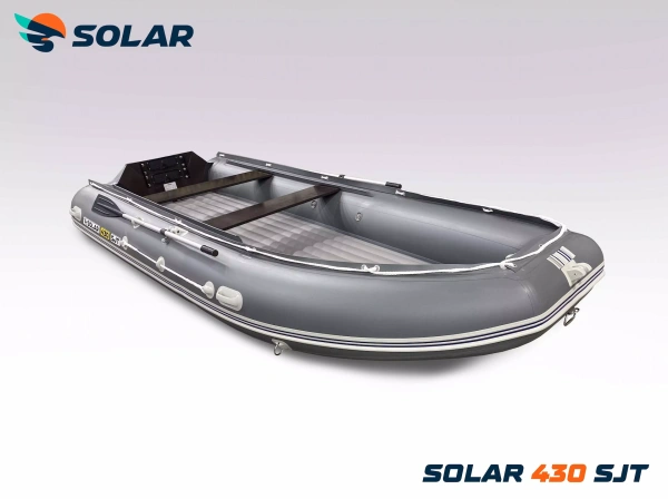 Лодка ПВХ SOLAR (Солар) 430 super jet tunnel серый | Мототека