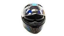 Шлем мото интеграл HIZER (Хайзер) J5320 (M) #1 black/blue (2 визора)