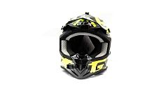 Шлем мото кроссовый GTX 633 (L) #8 BLACK/FLUO YELLOW/GREY