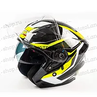 Шлем мото открытый GTX 278 №2 (S) BLACK/FLUO YELLOW WHITE (2 визора)